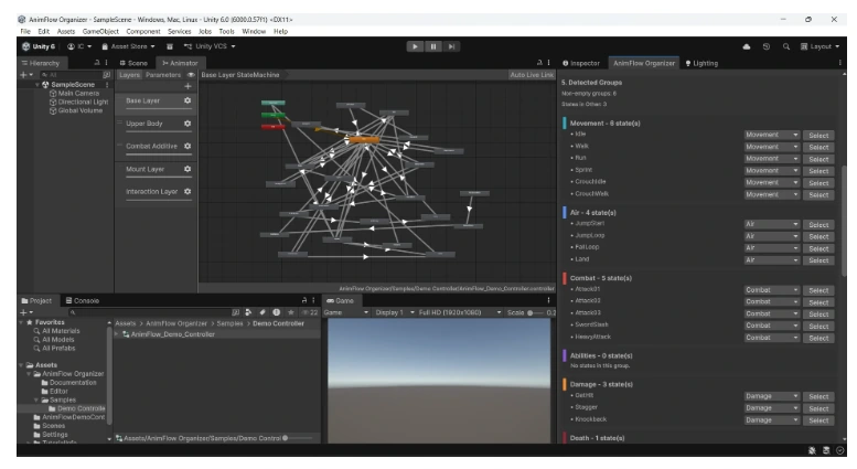 AnimFlow editor controls